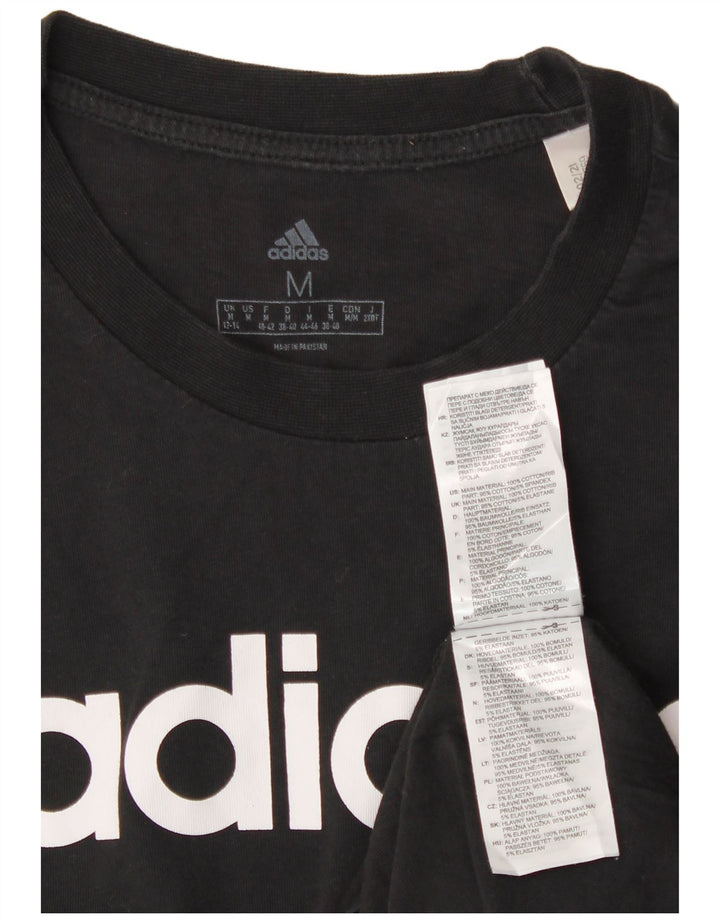 ADIDAS Womens Graphic T-Shirt Top UK 12/14 Medium Black Cotton