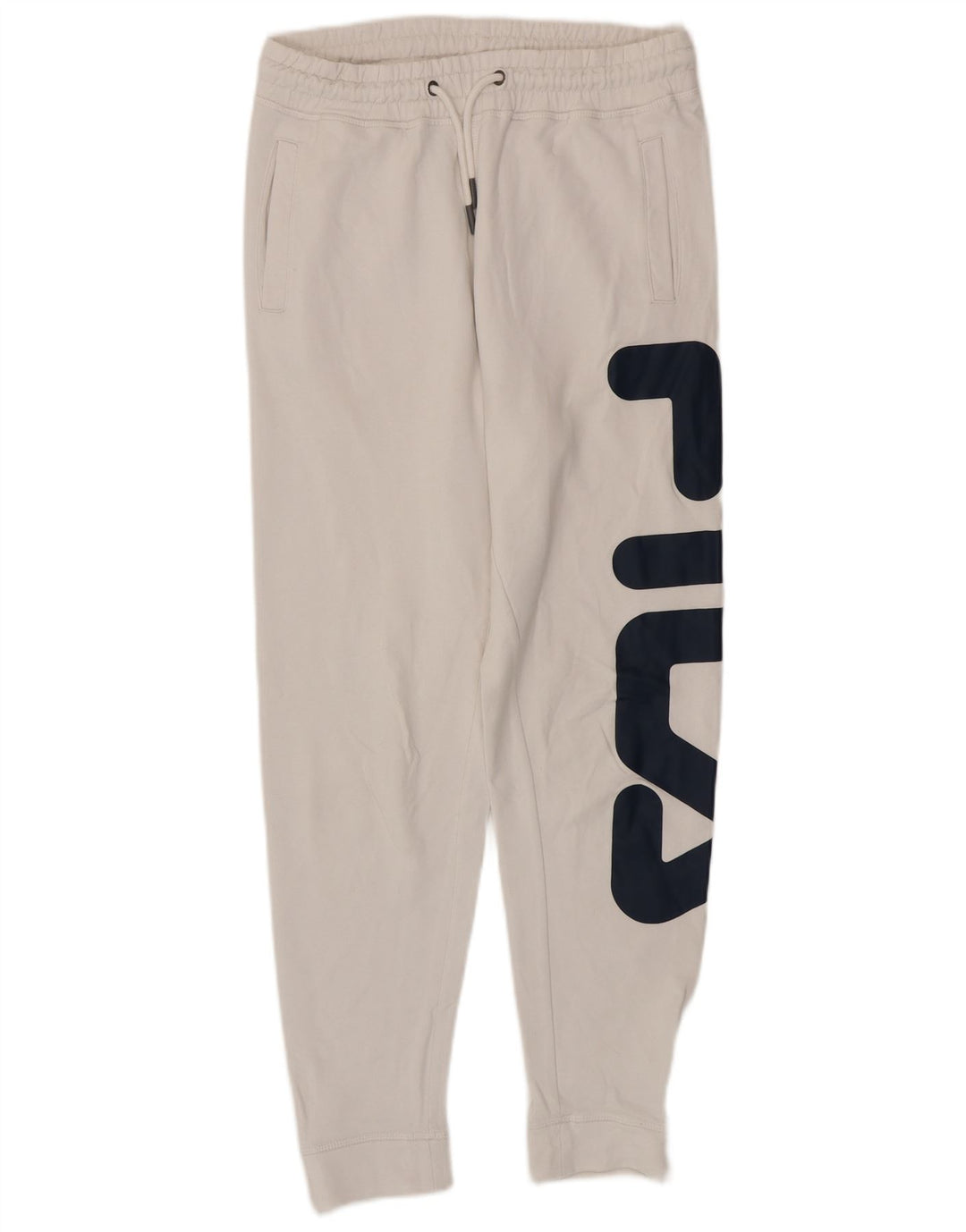FILA Mens Graphic Tracksuit Trousers Joggers XS  White Cotton
