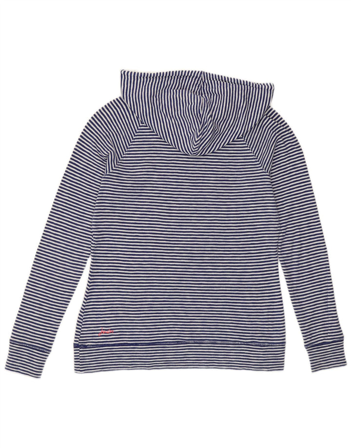 JOULES Womens Hooded Jumper Sweater UK 12 Medium Navy Blue Pinstripe