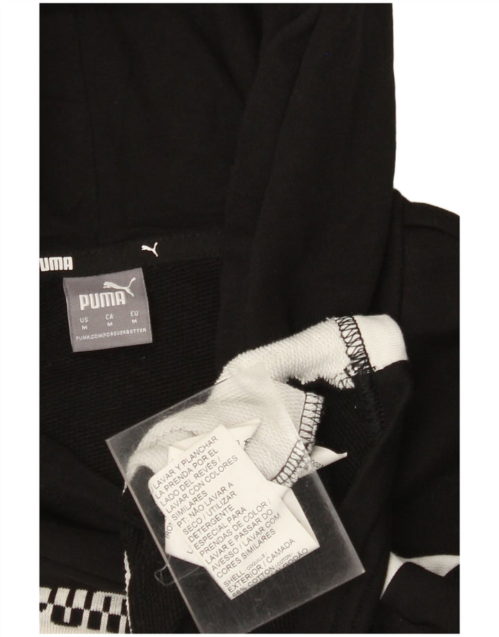 PUMA Womens Oversized Crop Hoodie Jumper UK 14 Medium Black Colourblock