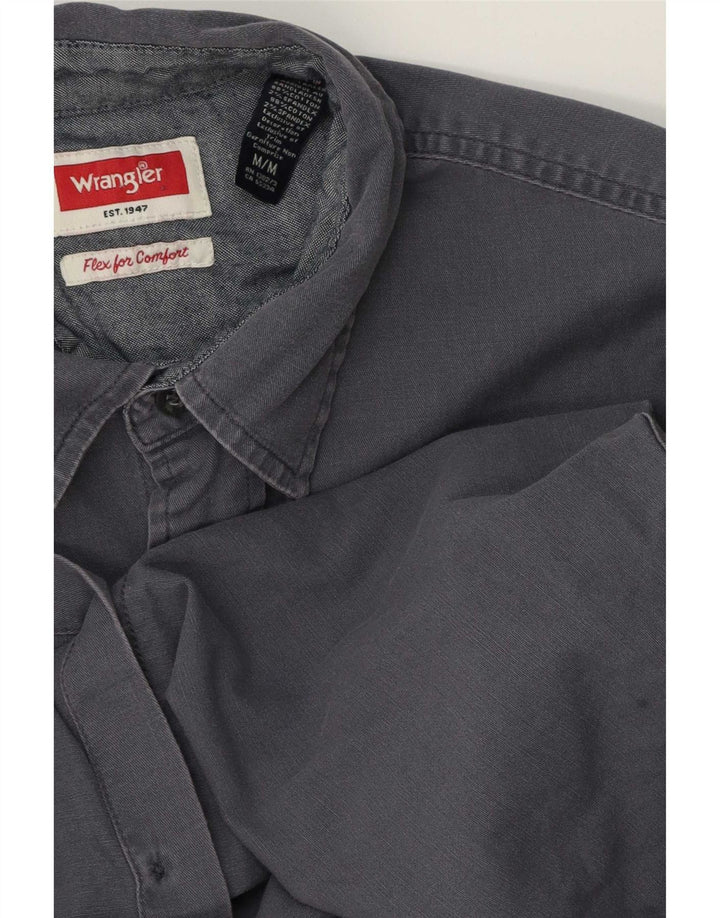 Wrangler Mens Short Sleeve Shirt Medium Navy Blue Cotton