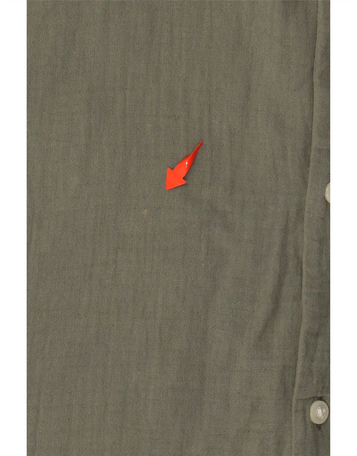 JACK & JONES Mens Short Sleeve Shirt Large Khaki Cotton