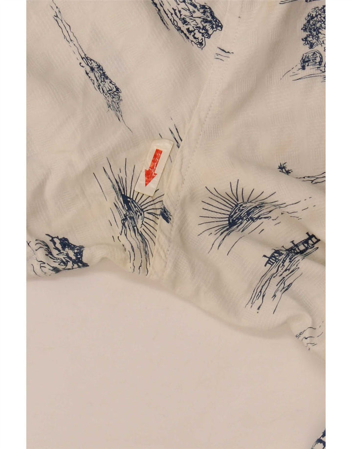 Lee Mens Abstract Pattern Regular Fit Shirt Large White Cotton