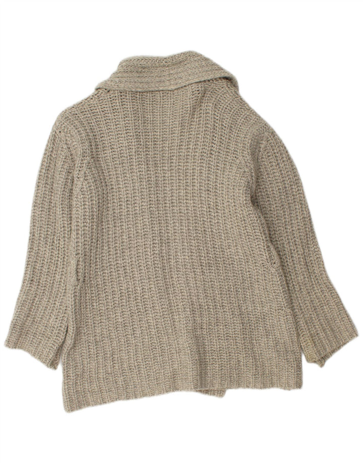Benetton Womens Open Cardigan Sweater UK 14 Medium Grey Wool