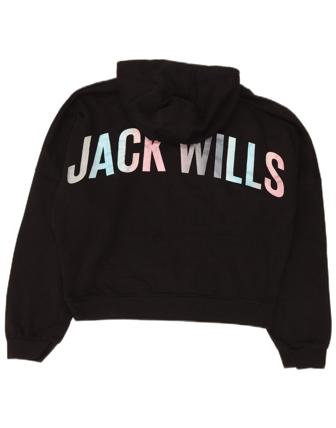 JACK WILLS Girls Oversized Crop Graphic Hoodie Jumper 14-15 Years Black