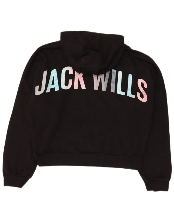 JACK WILLS Girls Oversized Crop Graphic Hoodie Jumper 14-15 Years Black