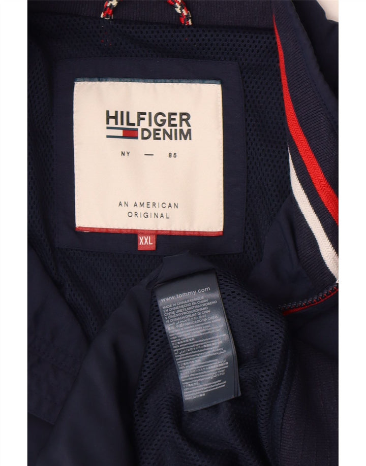 Tommy Hilfiger Mens Bomber Jacket UK 44 2XL Navy Blue Polyamide