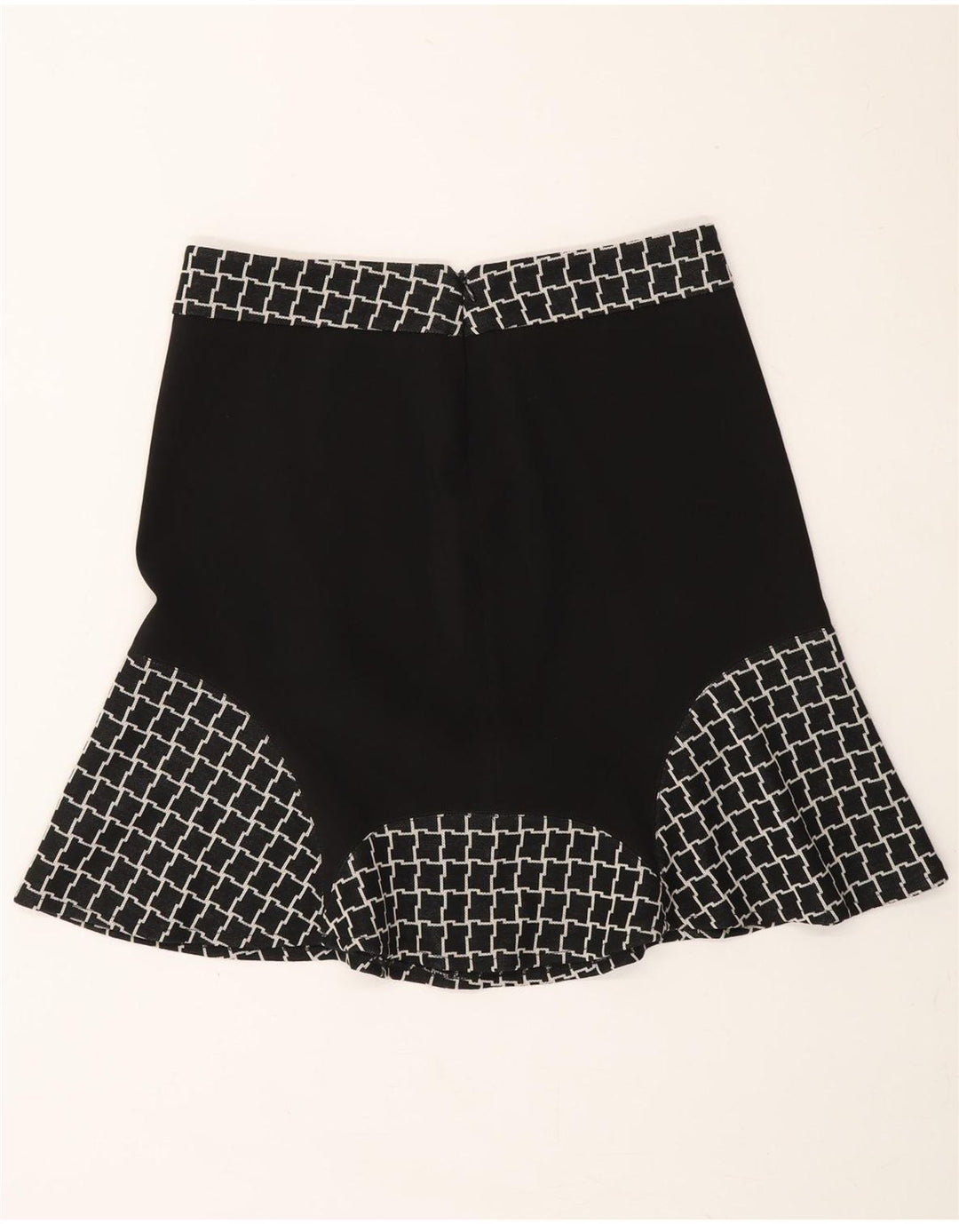 VINTAGE Womens Trumpet Skirt IT 44 Medium W30  Black Houndstooth Polyester Vintage Vintage and Second-Hand Vintage from Messina Hembry 