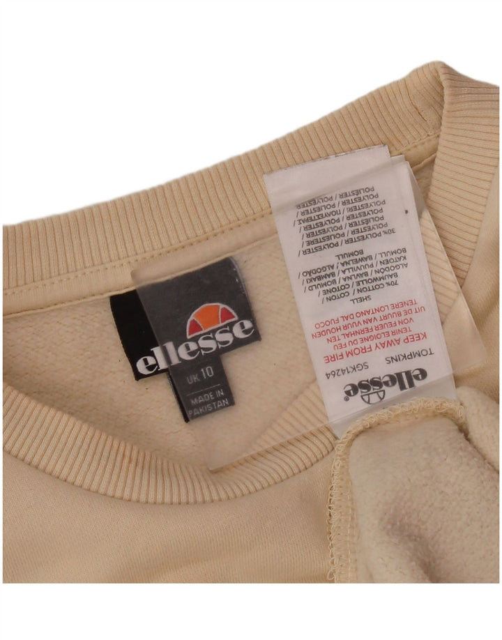 ELLESSE Womens Graphic Oversized Sweatshirt Jumper UK 10 Small Beige