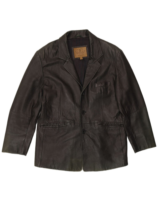 Ciro Citterio Mens 3 Button Leather Blazer Jacket UK 40 Large Green Leather