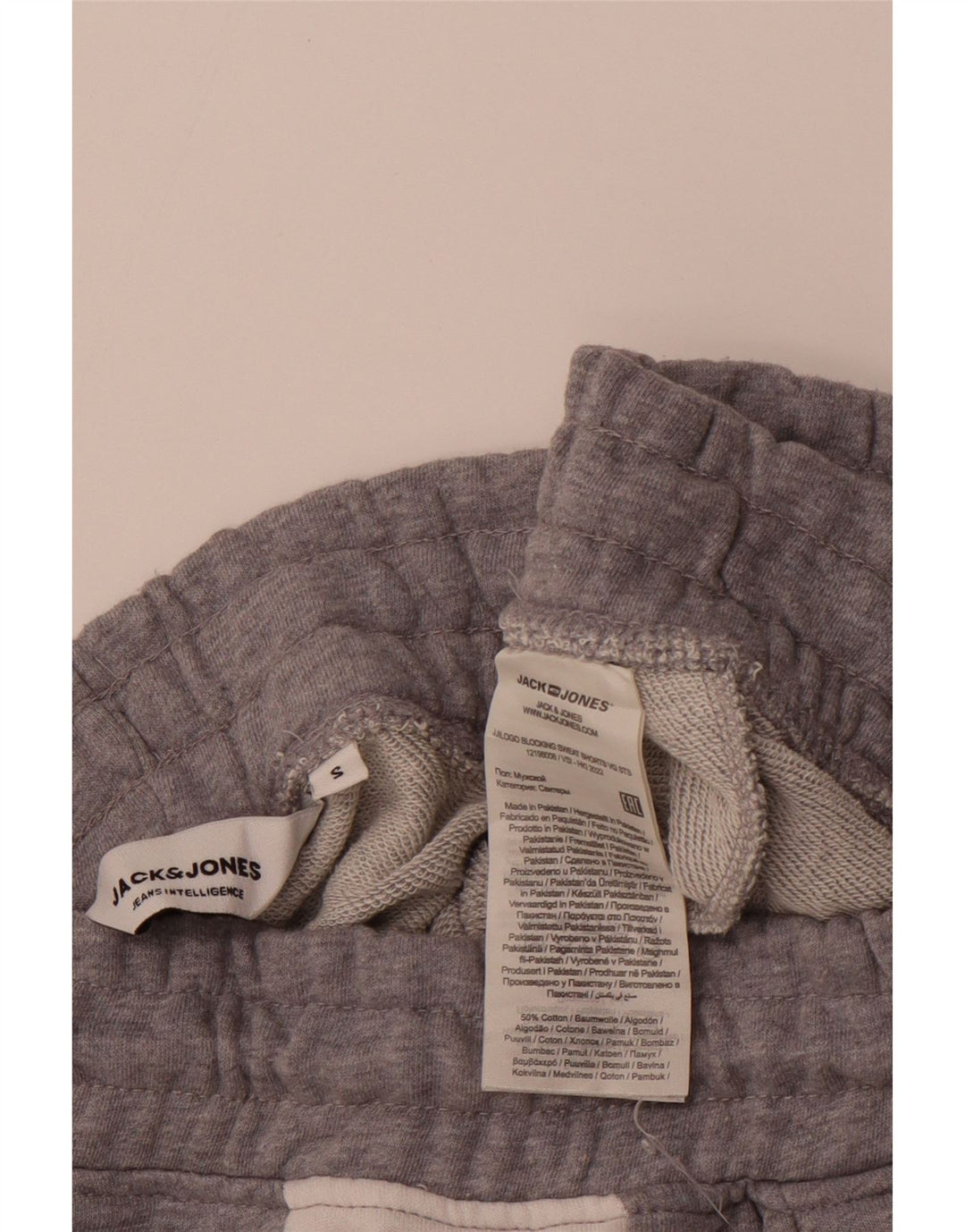 JACK & JONES Mens Graphic Sport Shorts Small Grey Colourblock Cotton