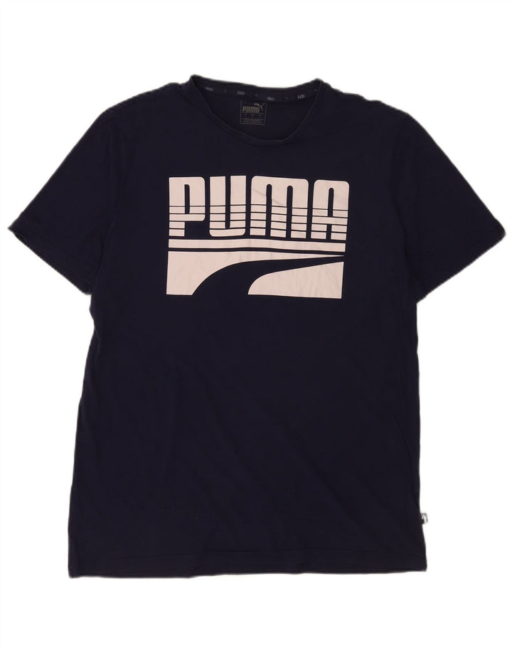 Puma Mens Graphic T-Shirt Top Large Navy Blue