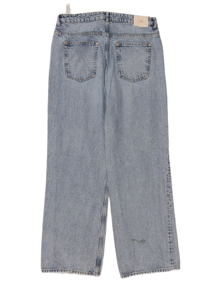 Zara Womens Distressed High Rise Loose Jeans EU 42 Large W32 L31 Blue