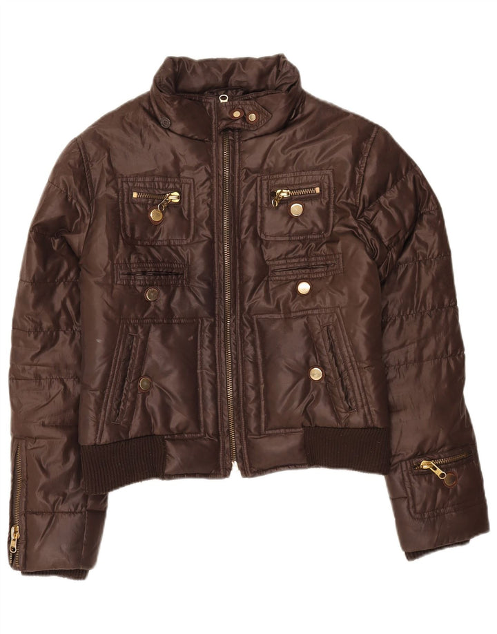 Fay Womens Padded Jacket UK 10 Small Brown Polyamide