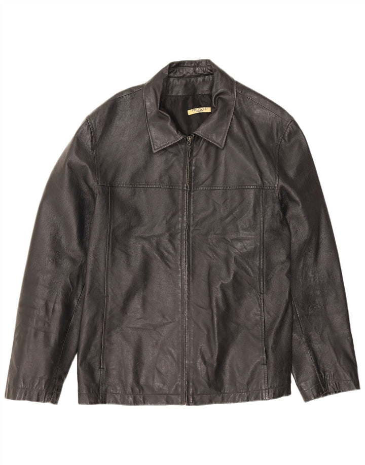Private Mens Leather Jacket IT 52 XL Black