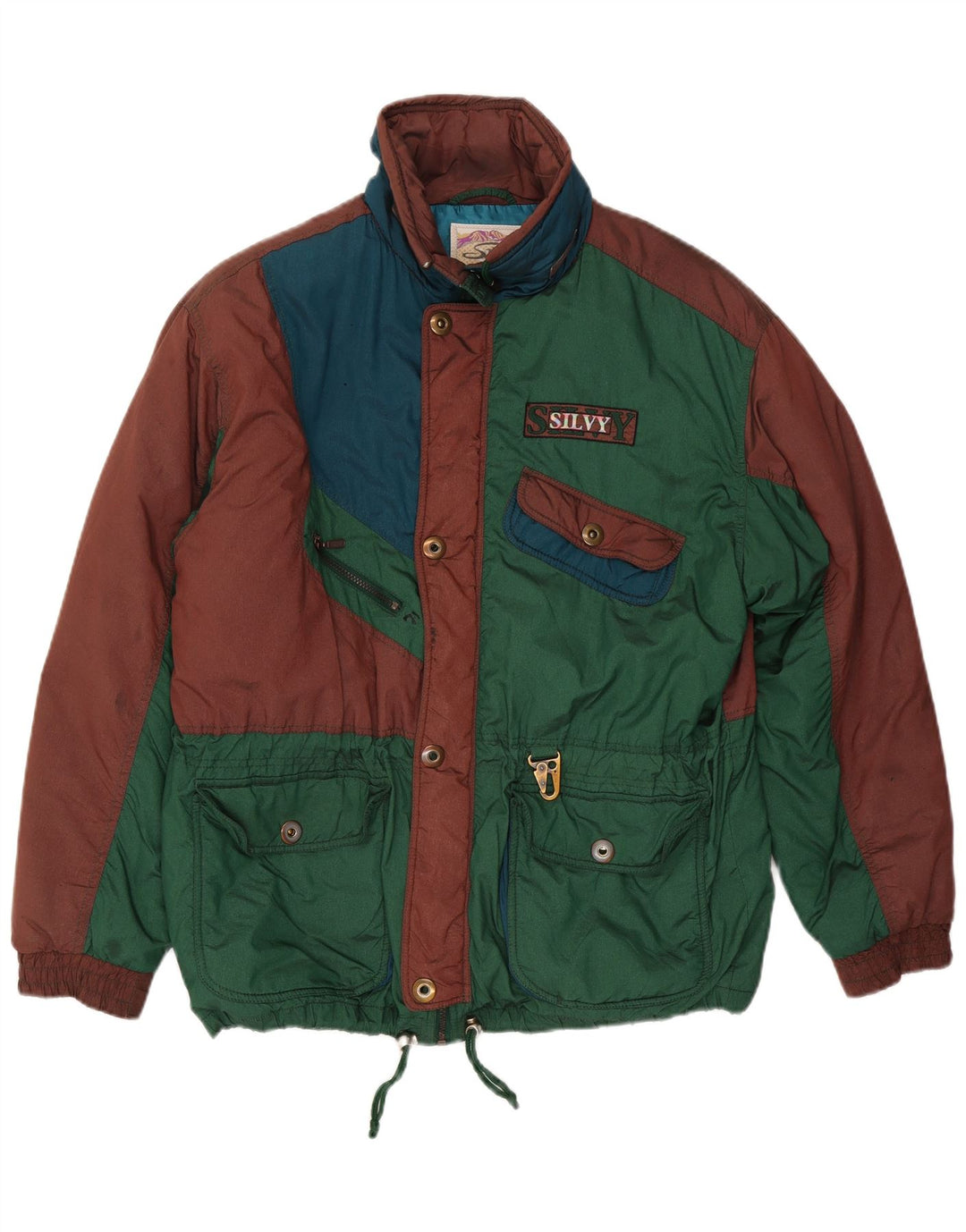 Silvy Mens Ski Jacket IT 52 XL Green Colourblock Polyester