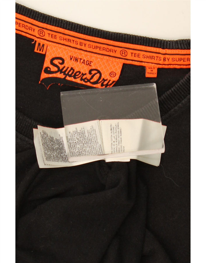 SUPERDRY Mens Graphic T-Shirt Top Medium Black Cotton