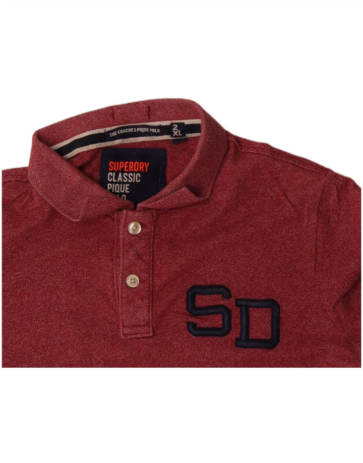 SUPERDRY Mens Classic Fit Polo Shirt 2XL Red Cotton
