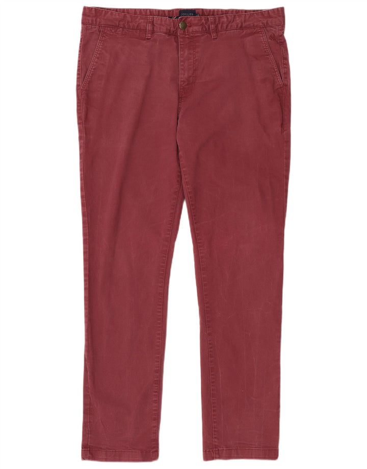 JOULES Mens Slim Chino Trousers W36 L32 Burgundy Cotton