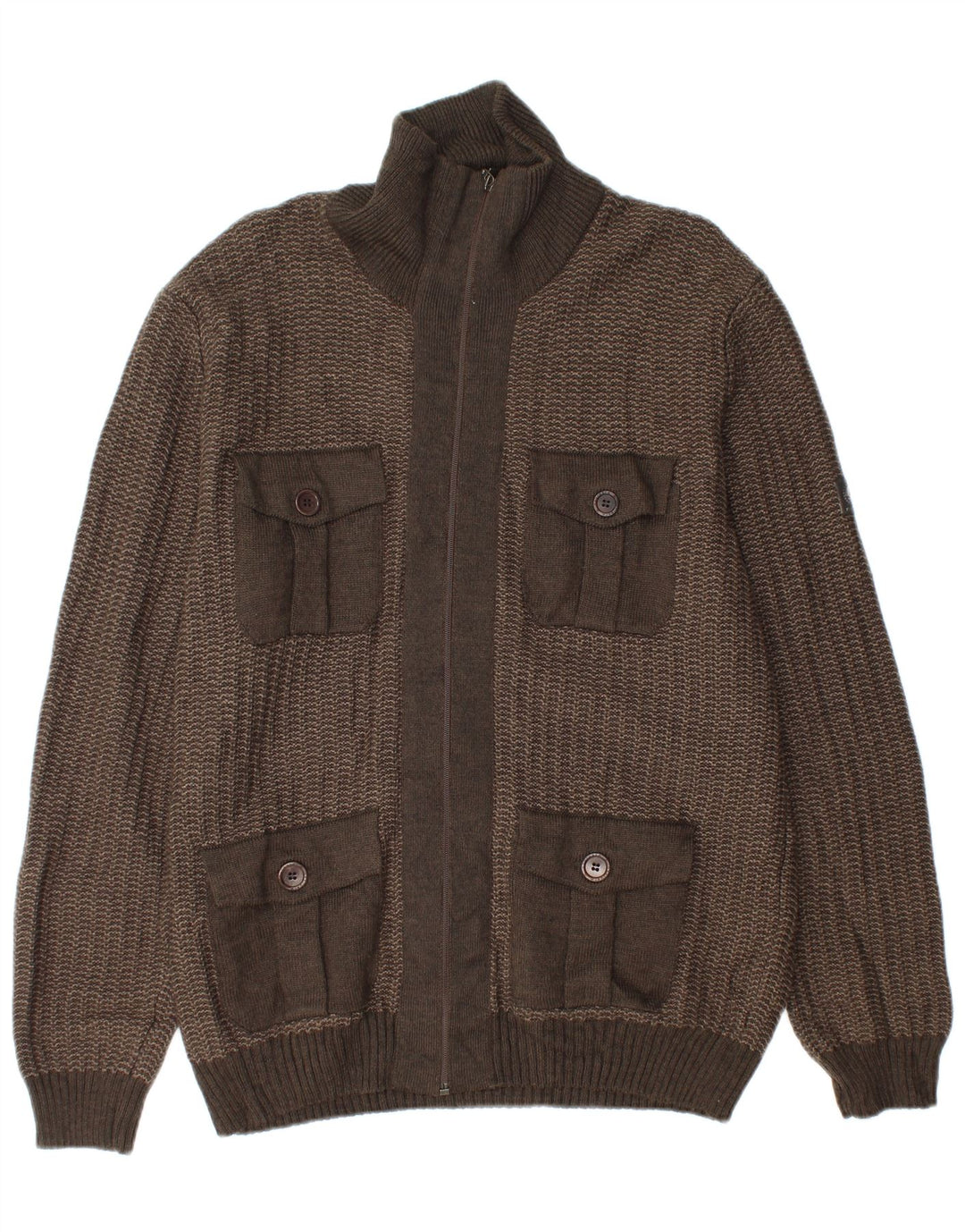 NAVIGARE Mens Cardigan Sweater XL Grey Wool