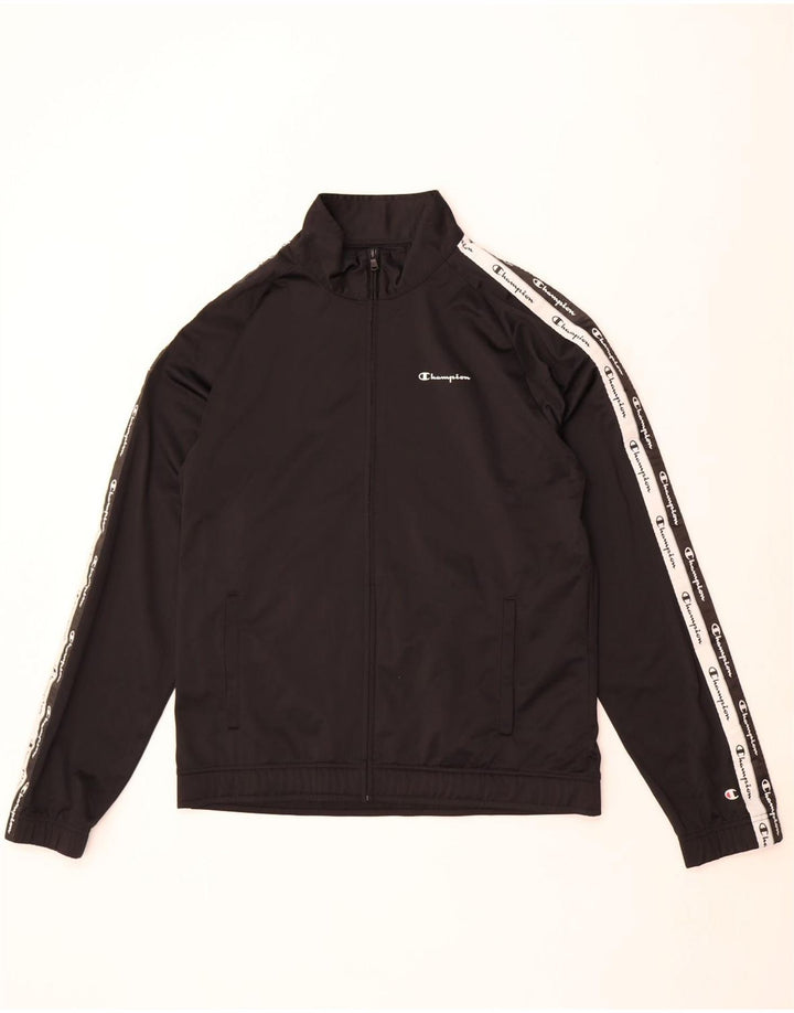 Champion Mens Graphic Tracksuit Top Jacket XL Black Colourblock Polyester