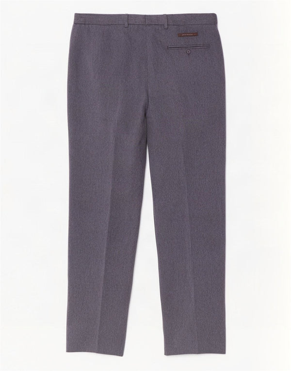Marks & Spencer Mens Regular Suit Trousers W36 L33 Blue Herringbone