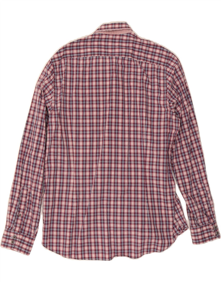 TED BAKER Mens Shirt Size 4 Large Burgundy Check Cotton Vintage Ted Baker and Second-Hand Ted Baker from Messina Hembry 