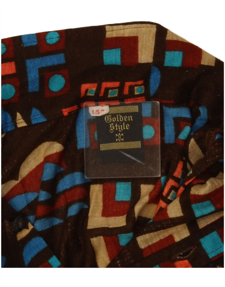 Vintage Boys Shirt 11-12 Years Brown Geometric Polyacrylic