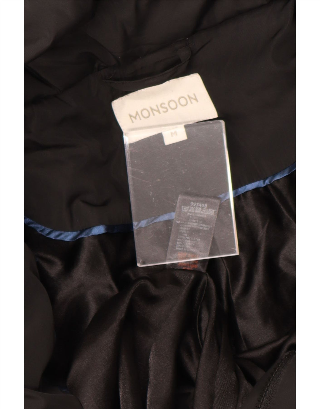 MONSOON Womens Hooded Padded Jacket UK 14 Medium Black Polyester