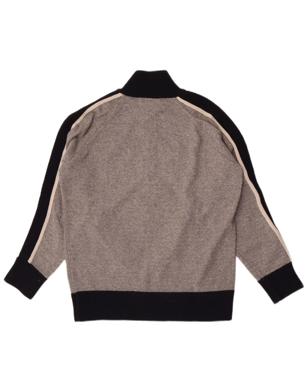 Franklin Marshall Mens Graphic Cardigan Sweater Small Grey Colourblock Wool