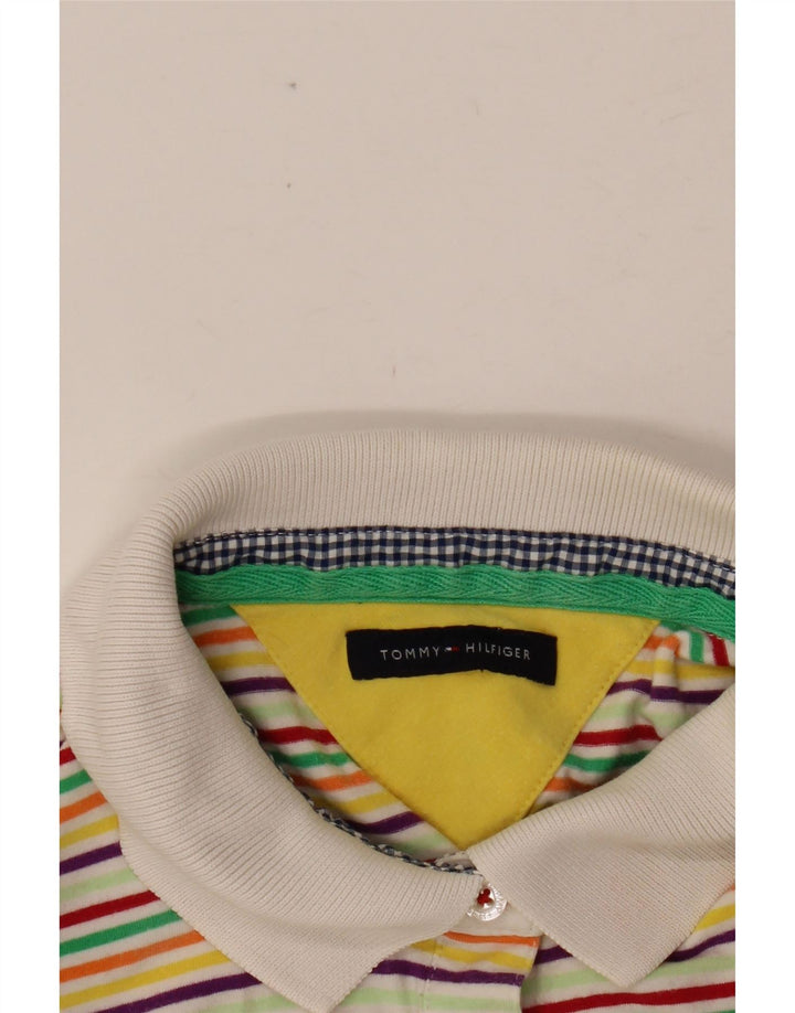 TOMMY HILFIGER Womens Polo Shirt UK 8 Small Multicoloured Striped