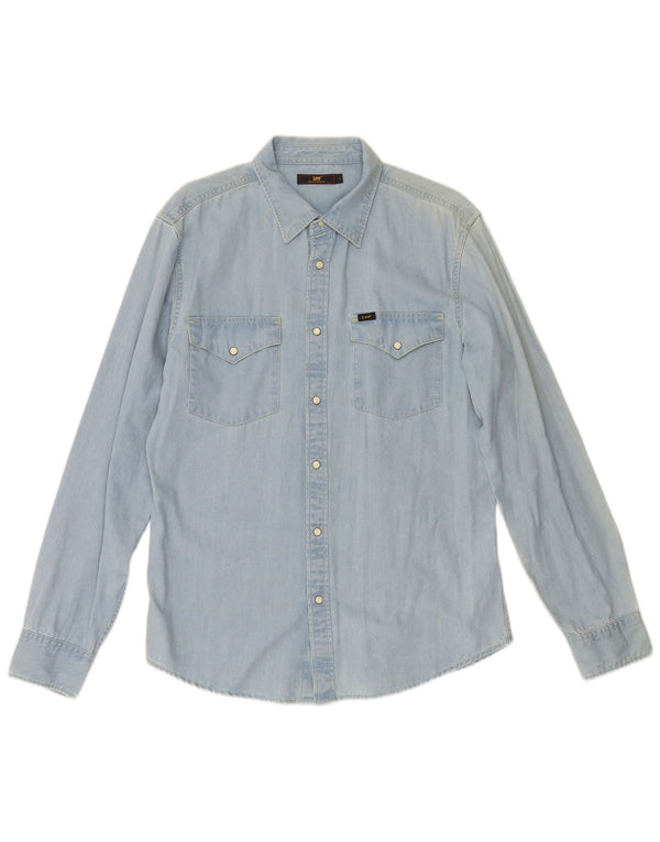 LEE Mens Denim Shirt Large Blue Cotton