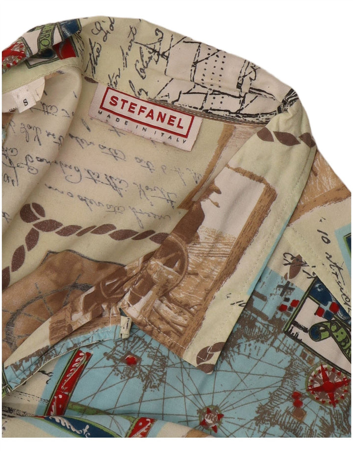 STEFANEL Mens Graphic Short Sleeve Shirt Small Multicoloured Patchwork