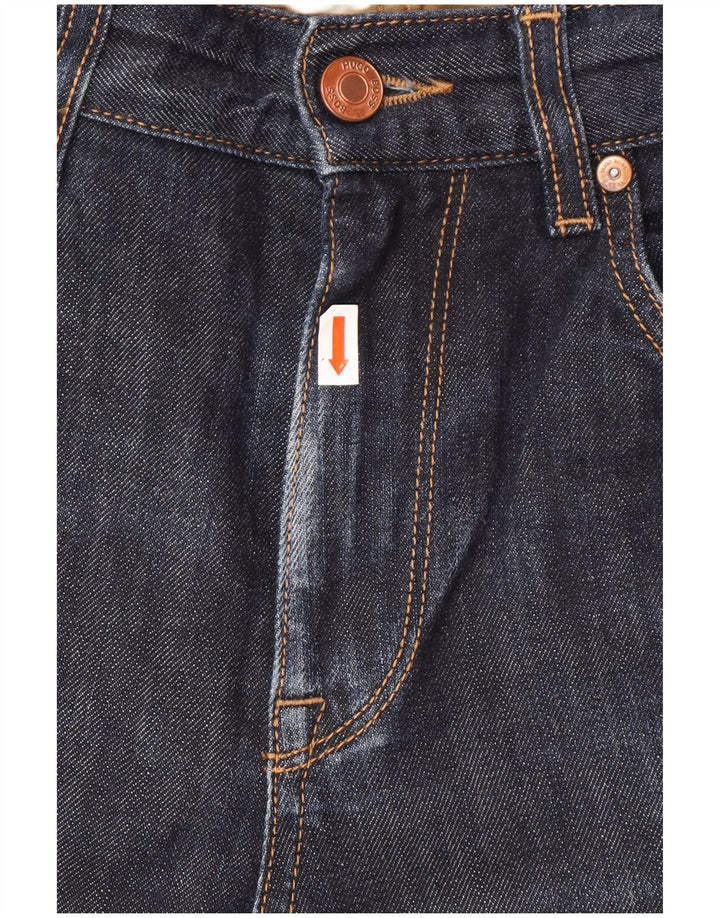 HUGO BOSS Mens Straight Jeans W31 L34 Navy Blue Cotton