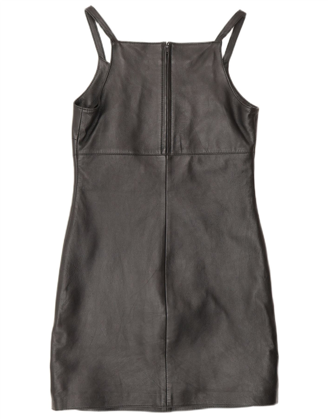 MADDOX Womens Sleeveless Leather Sheath Dress UK 10 Small Black Leather