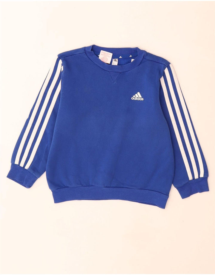 Adidas Boys Sweatshirt Jumper 6-7 Years Blue Cotton