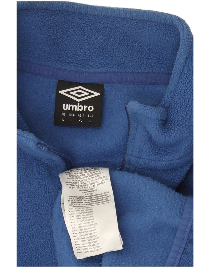 Umbro Mens Graphic Zip Neck Fleece Jumper Large Blue Polyester