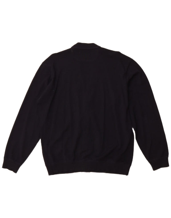 PAUL & SHARK Mens Cardigan Sweater Large Navy Blue Wool