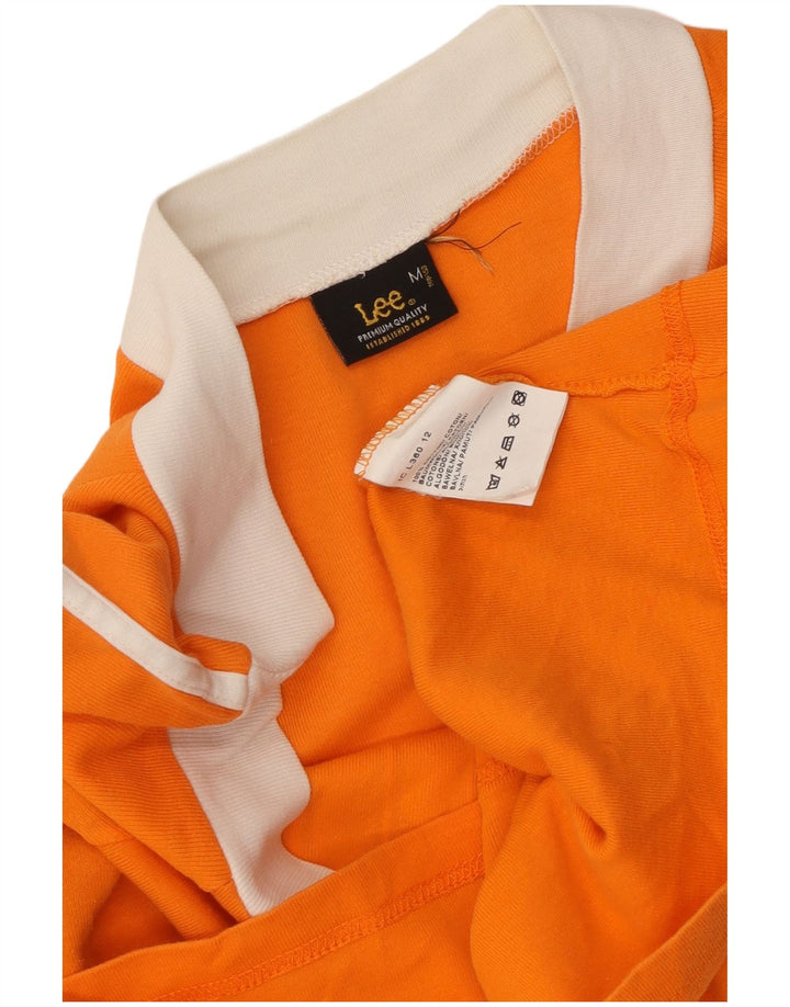 LEE Womens Crop Graphic T-Shirt Top UK 12 Medium Orange Cotton