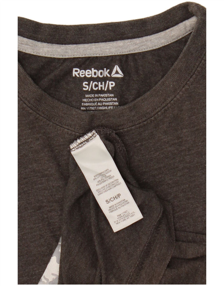 Reebok Mens Graphic T-Shirt Top Small Grey Cotton