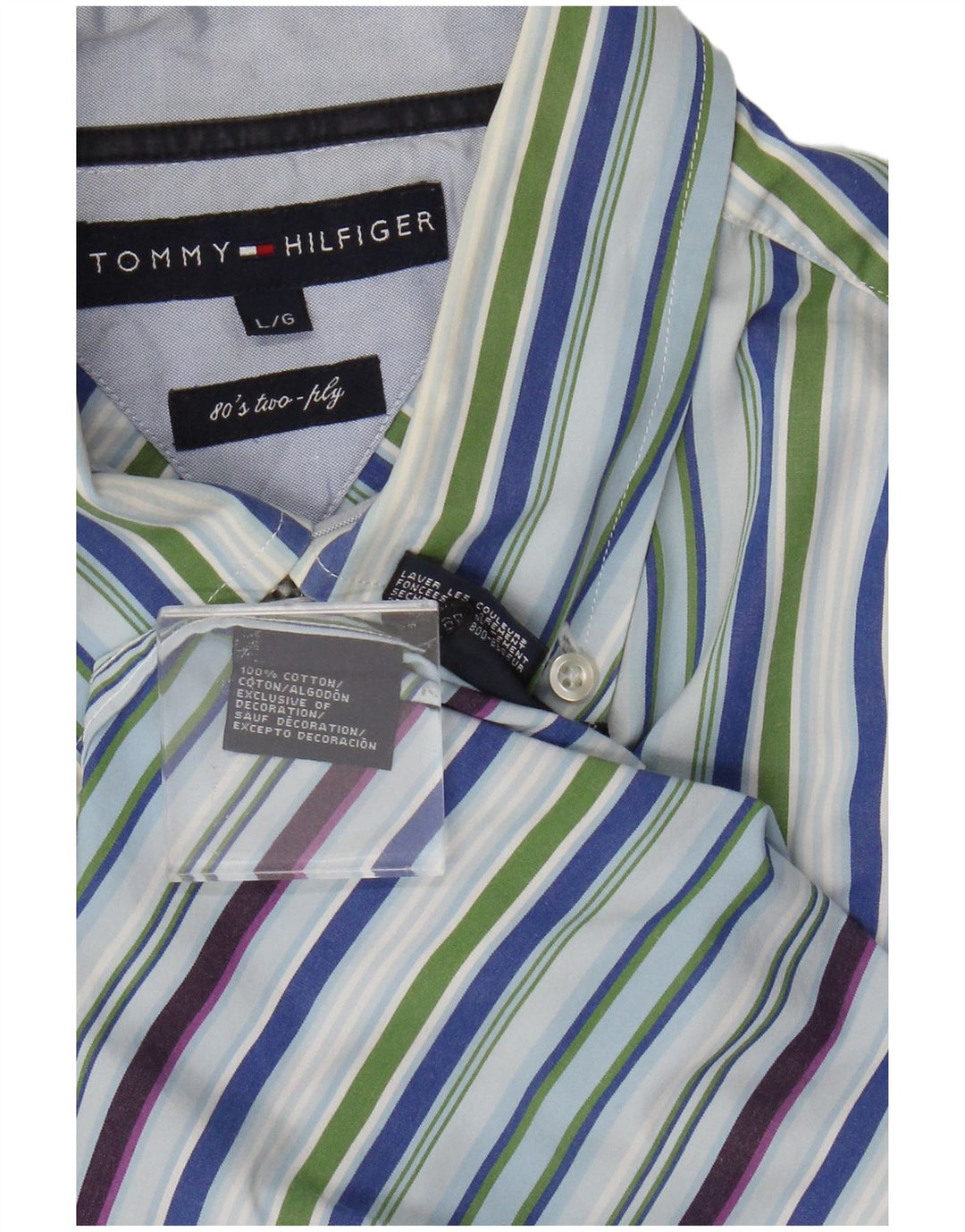 Tommy Hilfiger Mens Shirt Large Multicoloured Striped Cotton