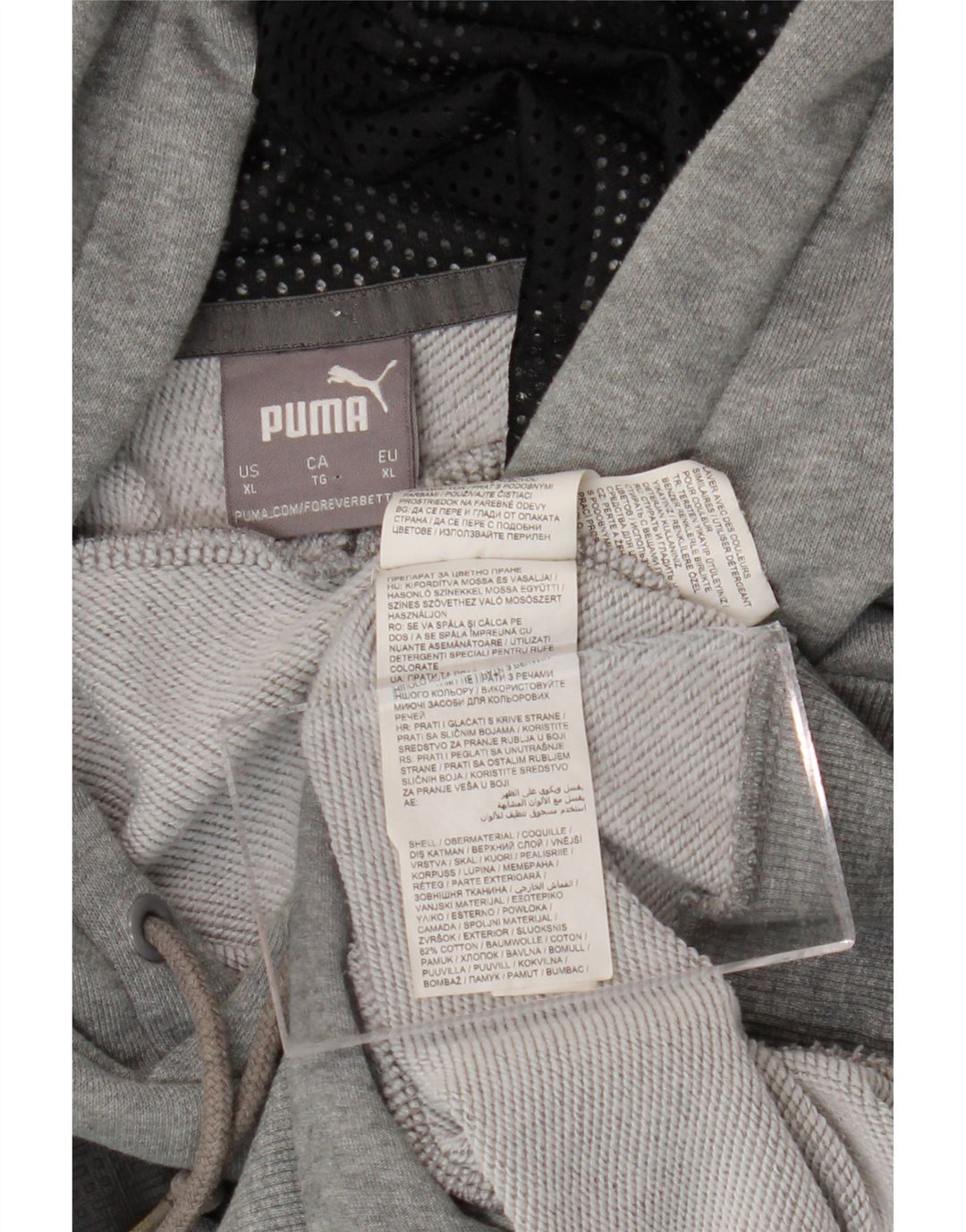 PUMA Mens Graphic Hoodie Jumper XL Grey Flecked Cotton