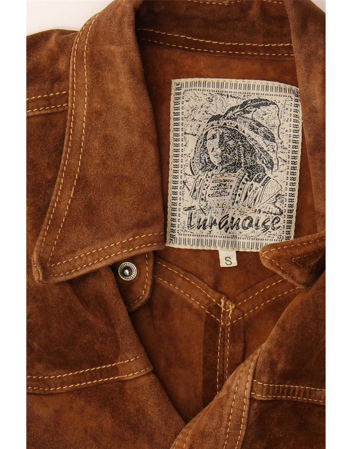 Vintage Mens Suede Gilet UK 36 Small Brown