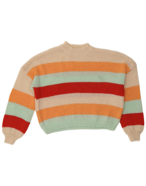 VINTAGE Womens Turtle Neck Jumper Sweater UK 10 Small Multicoloured