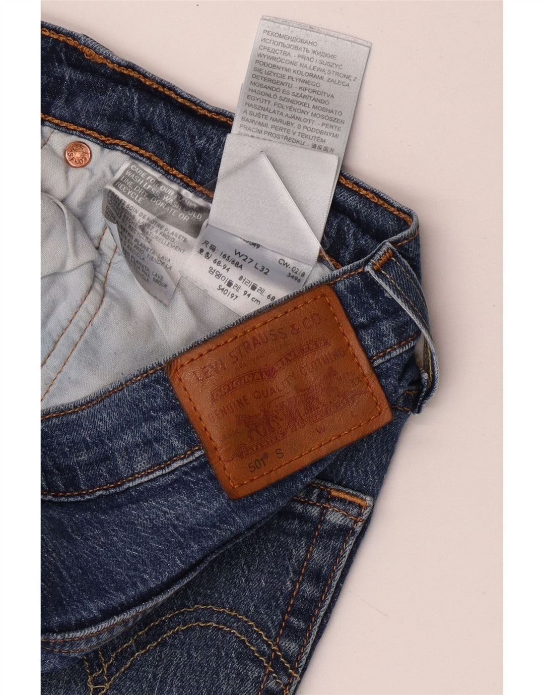 Levi's Womens 501 Skinny Jeans W27 L32 Blue Cotton