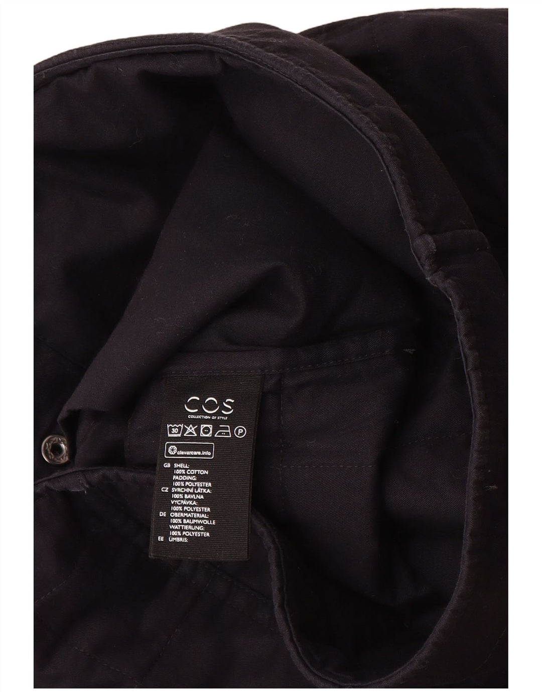 Cos Womens Quilted Jacket EU 40 Medium Navy Blue Cotton