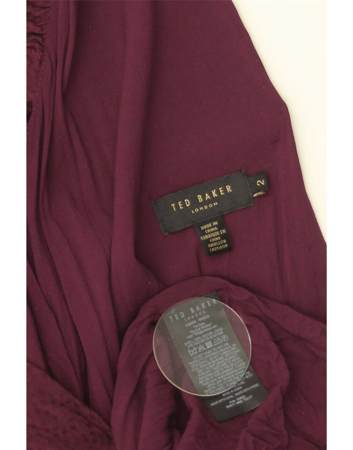 Ted Baker Womens Maxi Dress Size 2 Small Burgundy Viscose