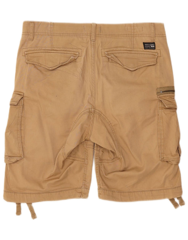 JACK & JONES Mens Cargo Shorts Small W32  Beige Cotton