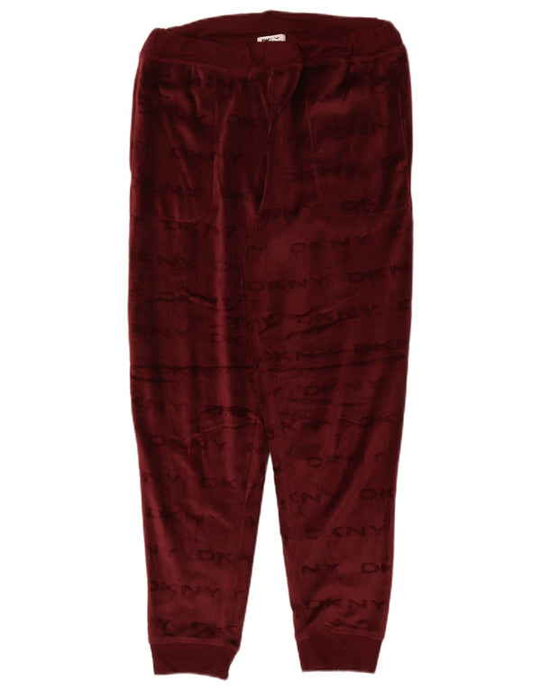 DKNY Womens Graphic Tracksuit Trousers Joggers UK 10 Small  Burgundy