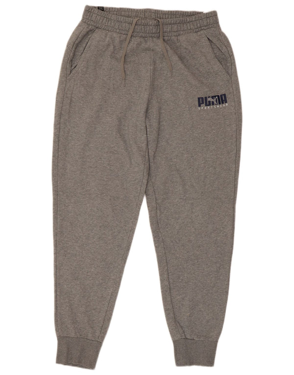 Puma Mens Graphic Tracksuit Trousers Joggers Large Grey Cotton